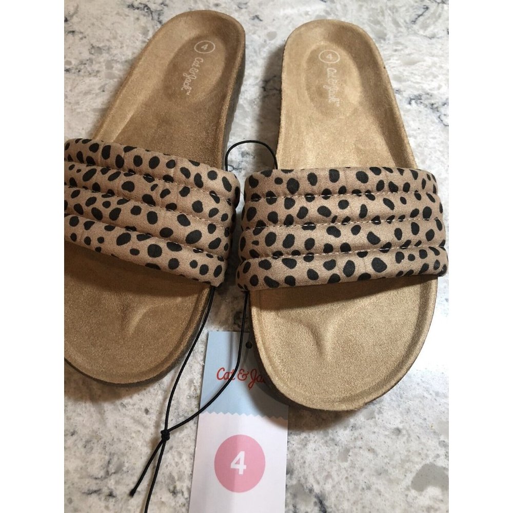 Girls' Selma Leopard Print Slip-On Footbed Sandals - Cat & Jack Size